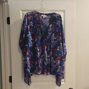 Chaus Navy Floral Blouse